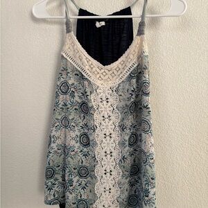 Maurices Blue Floral Camisole with Lace Detail